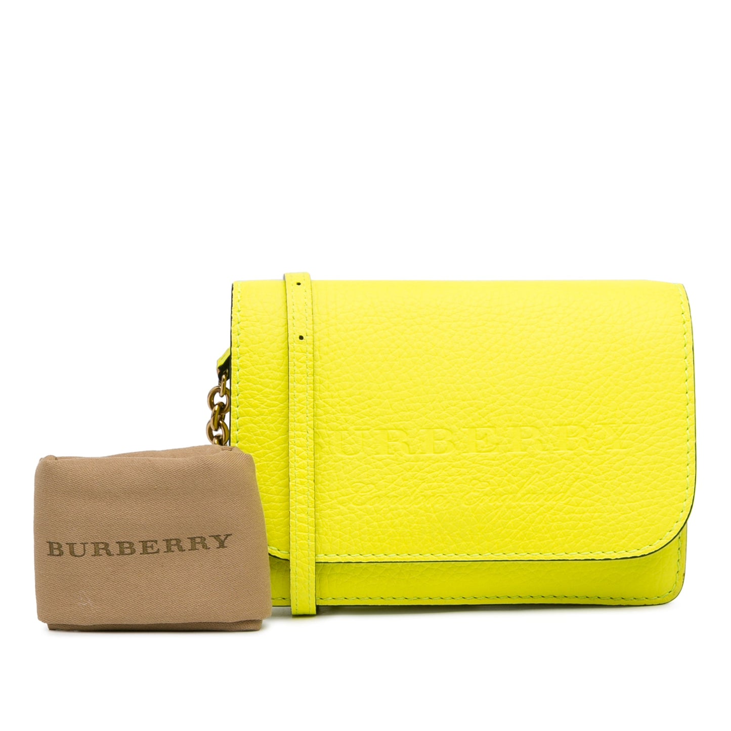 Yellow Burberry Burleigh Wallet On Chain Crossbody Bag