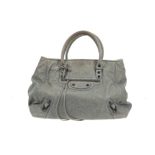 BALENCIAGA Sunday Shoulder Bag in Blue Leather