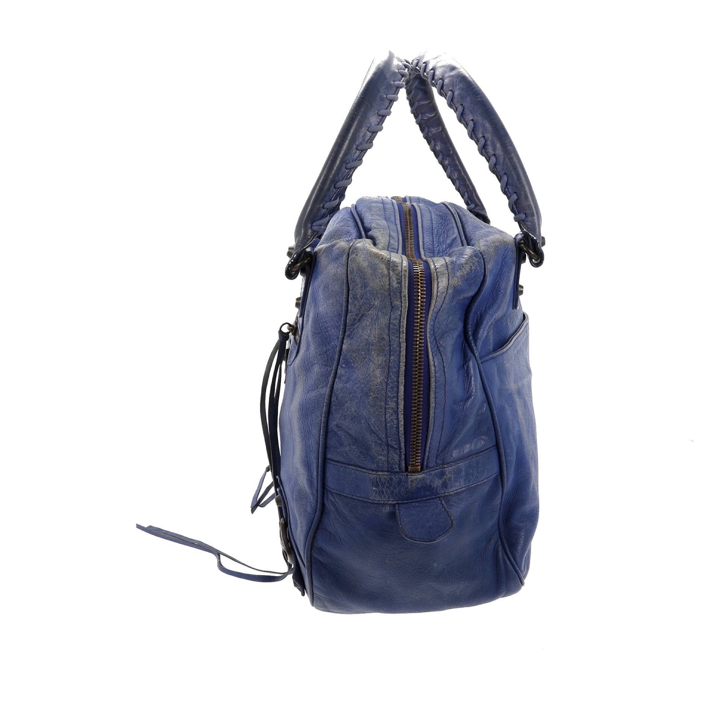 BALENCIAGA The Street Handbag in Blue Leather