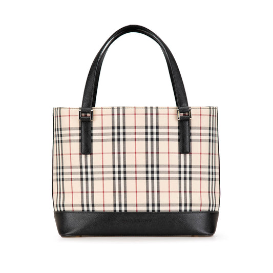 Brown Burberry House Check Canvas Handbag