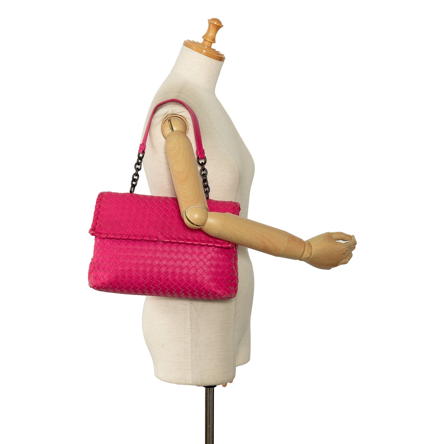 Pink Bottega Veneta Large Intrecciato Olimpia Shoulder Bag