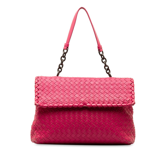 Pink Bottega Veneta Large Intrecciato Olimpia Shoulder Bag