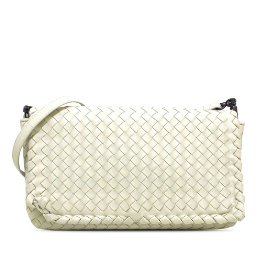 White Bottega Veneta Intrecciato Flap Crossbody Bag