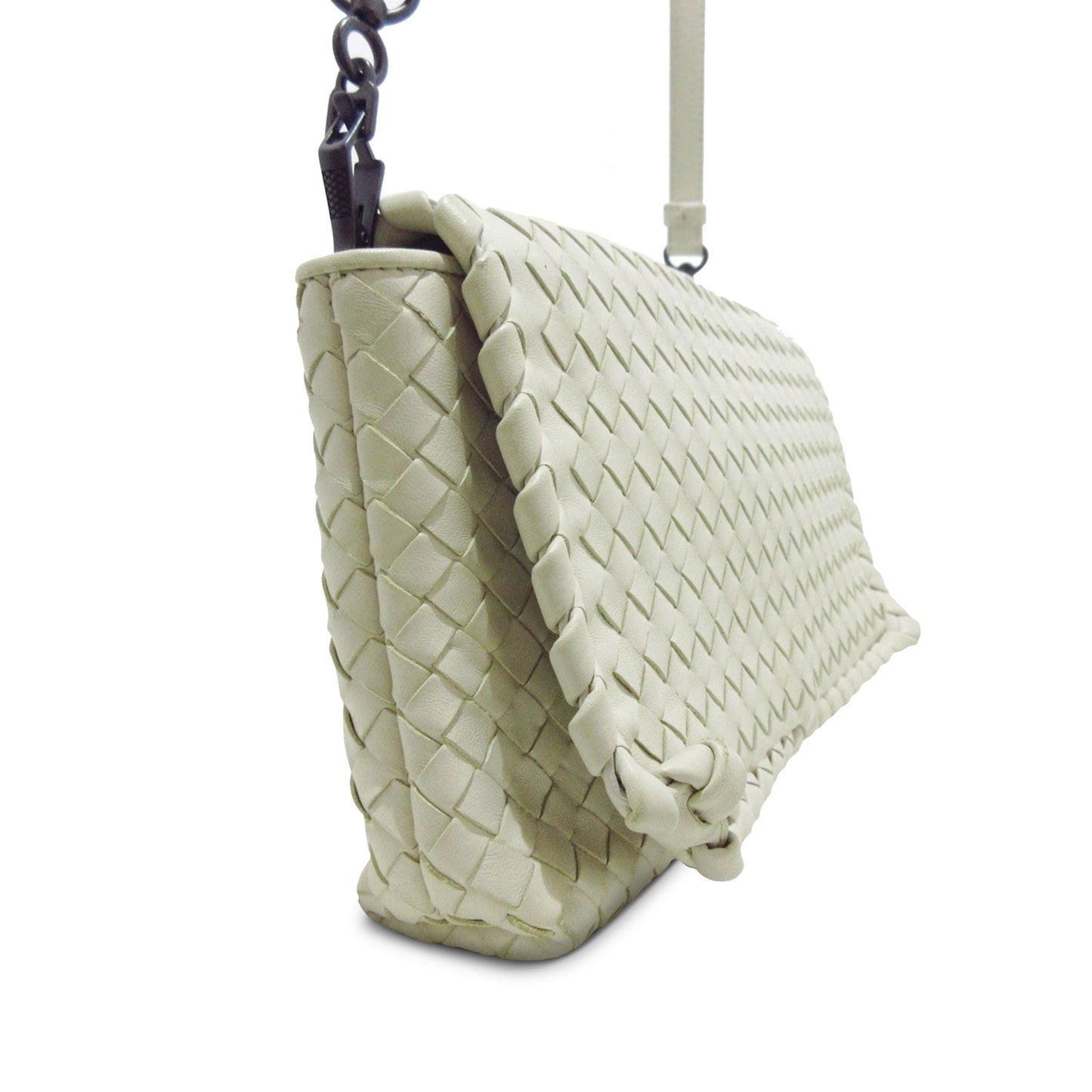 White Bottega Veneta Intrecciato Flap Crossbody Bag