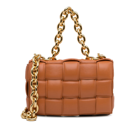 Orange Bottega Veneta Intrecciato Padded Chain Cassette Satchel