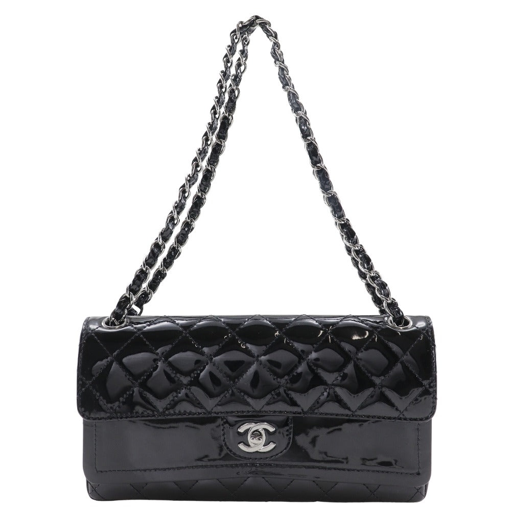 Chanel CC Quilted Patent Leather Double Flap Bag Enamel Shoulder Bag in New Condition