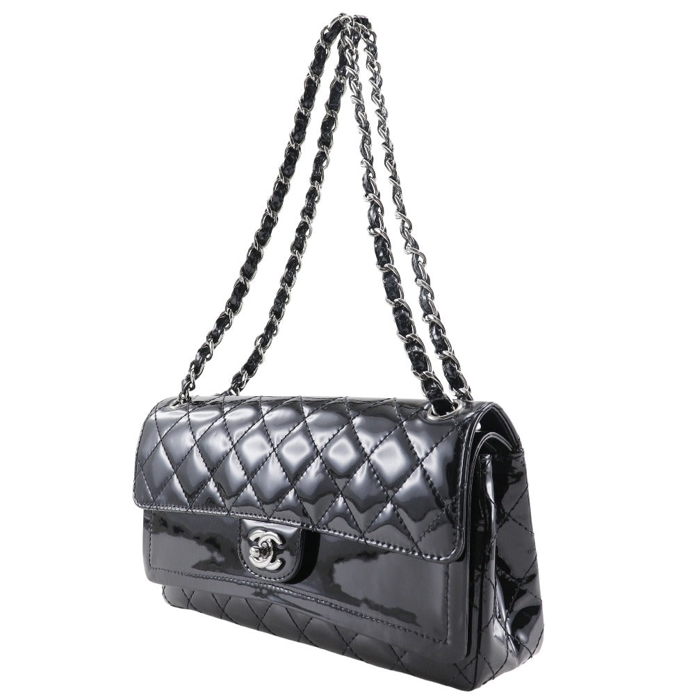 Chanel CC Quilted Patent Leather Double Flap Bag Enamel Shoulder Bag in New Condition