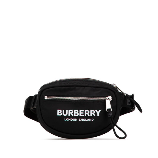 Black Burberry Nylon Logo Cannon Belt Bag