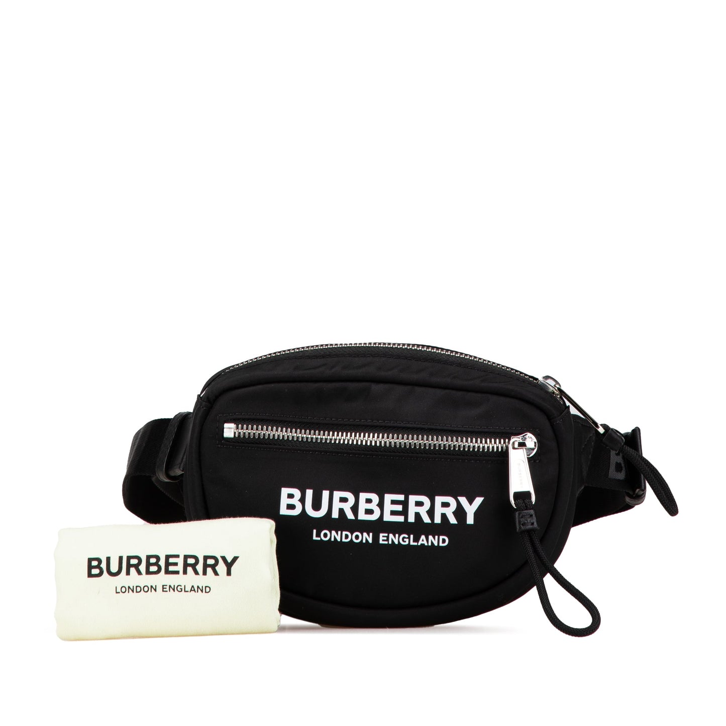 Black Burberry Nylon Logo Cannon Belt Bag