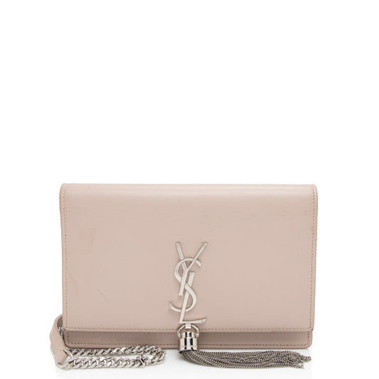 Saint Laurent Calfskin Monogram Kate Tassel Chain Wallet (SHF-S5TMWe)