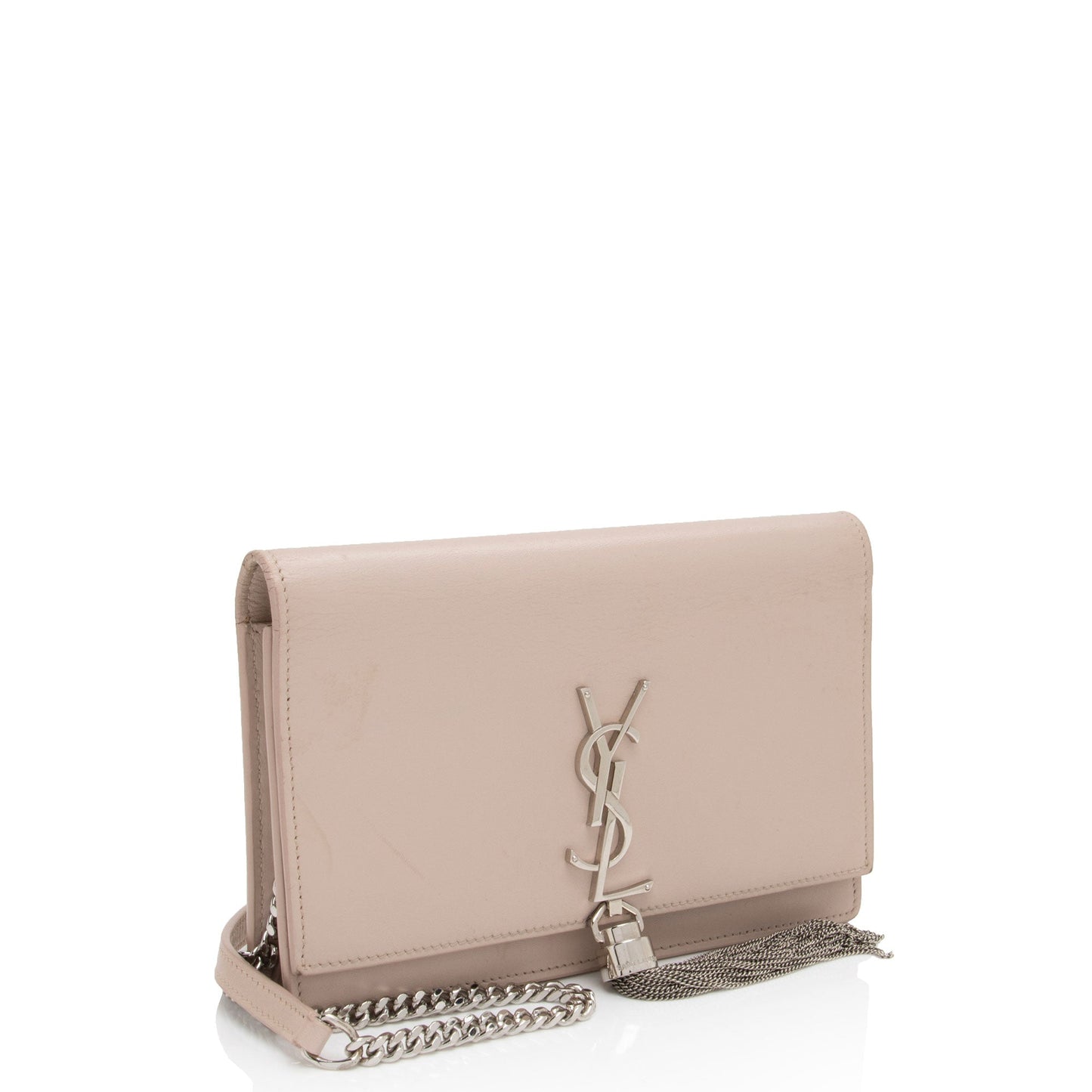 Saint Laurent Calfskin Monogram Kate Tassel Chain Wallet (SHF-S5TMWe)