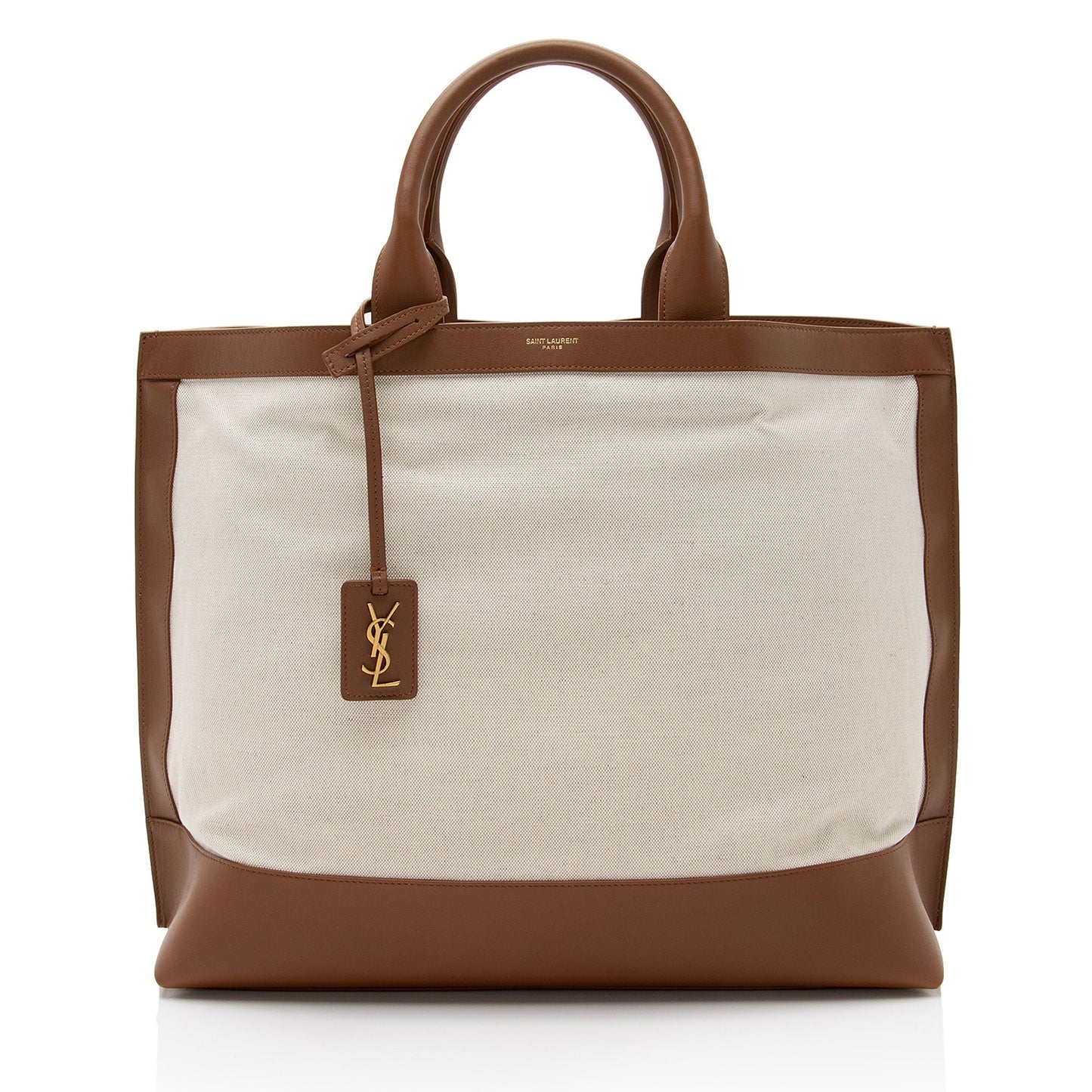 Saint Laurent Linen Calfskin Cabas Tote (SHF-hnokNy)