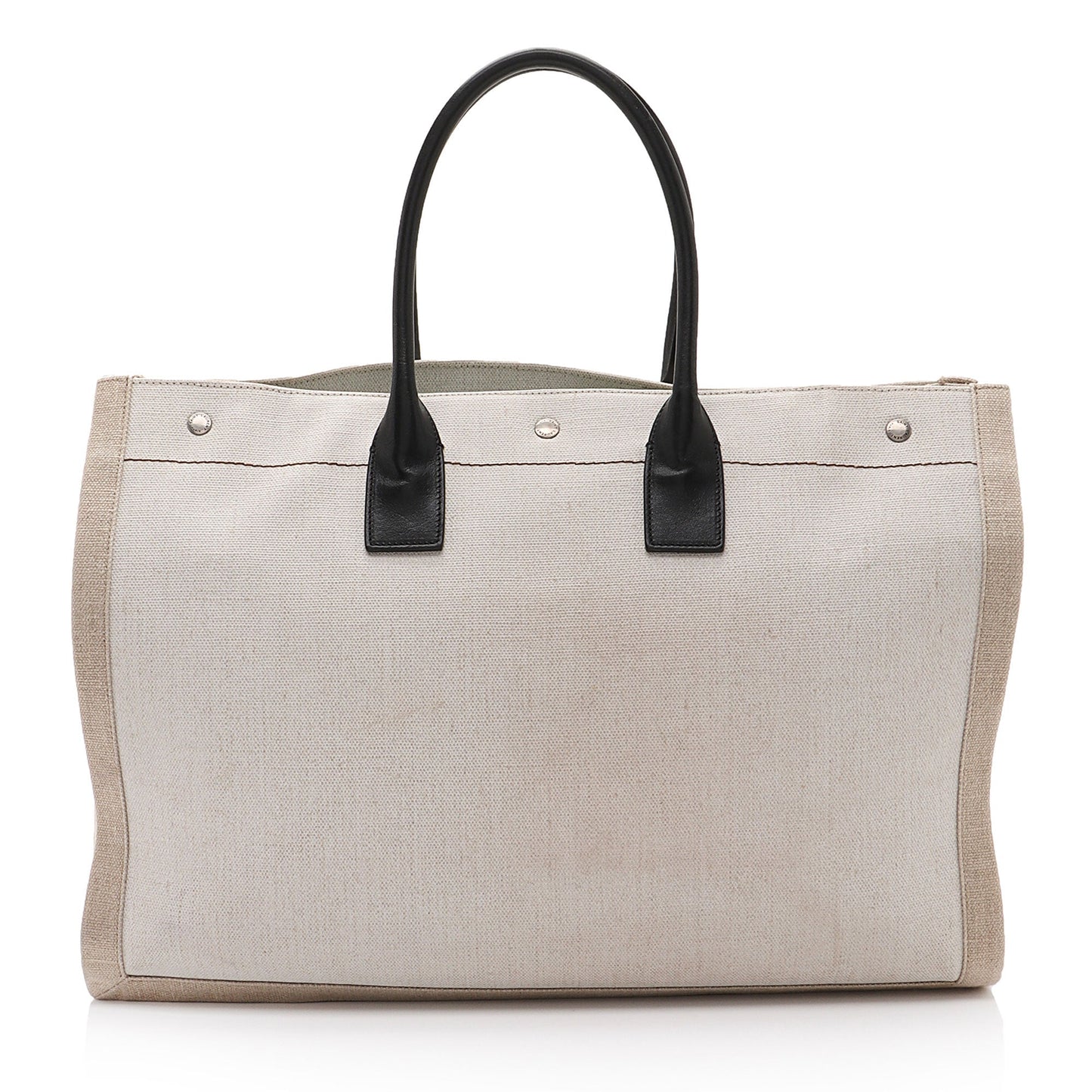 Saint Laurent Canvas Calfskin Rive Gauche Large Tote (SHF-Ti5Jyi)