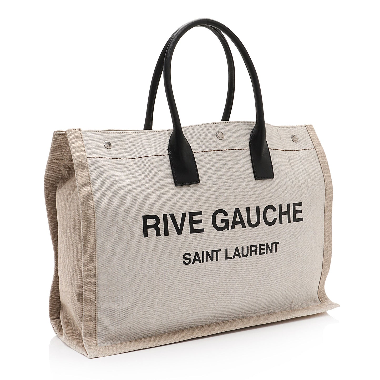 Saint Laurent Canvas Calfskin Rive Gauche Large Tote (SHF-Ti5Jyi)