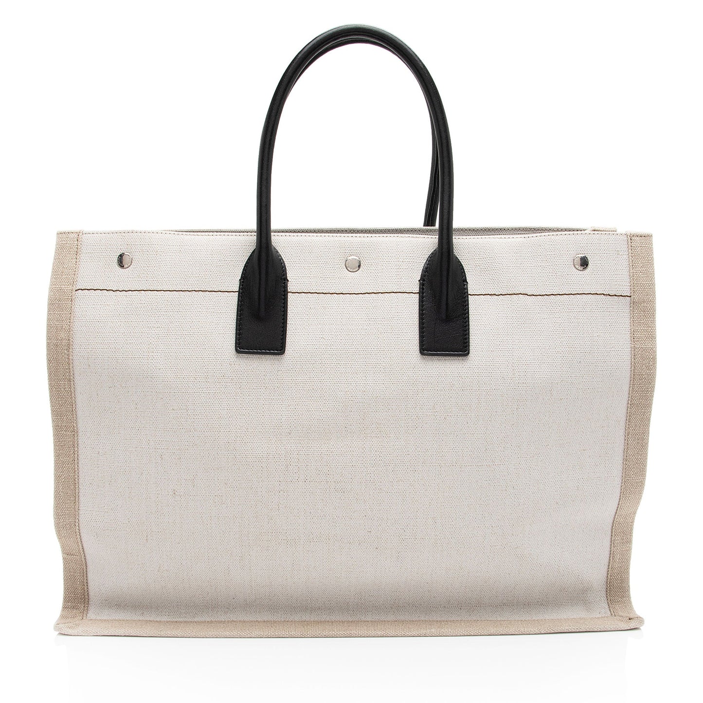 Saint Laurent Canvas Calfskin Rive Gauche Large Tote (SHF-zNZTfi)