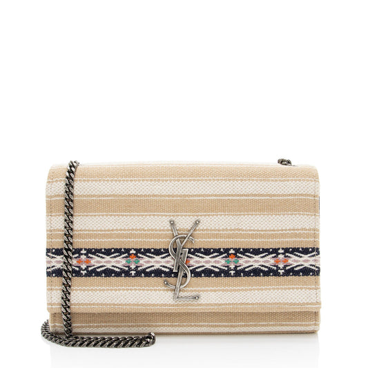 Saint Laurent Canvas Printed Monogram Kate Shoulder Bag