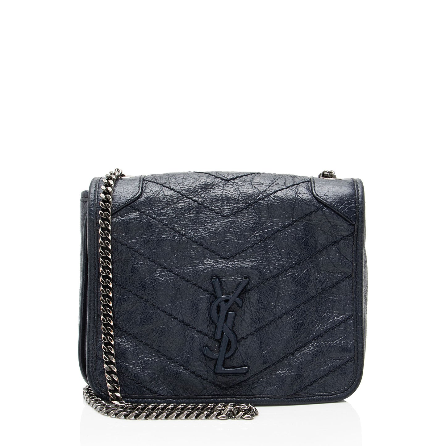 Saint Laurent Crinkled Calfskin Monogram Niki Chain Wallet