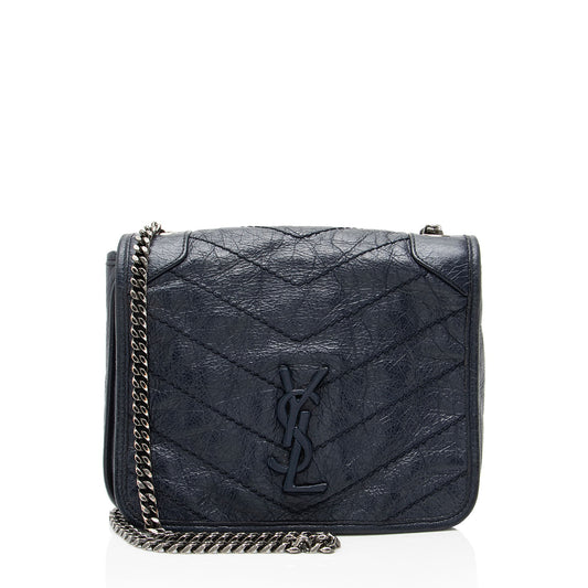 Saint Laurent Crinkled Calfskin Monogram Niki Chain Wallet