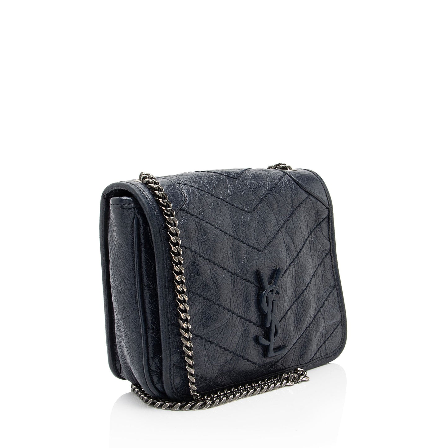 Saint Laurent Crinkled Calfskin Monogram Niki Chain Wallet