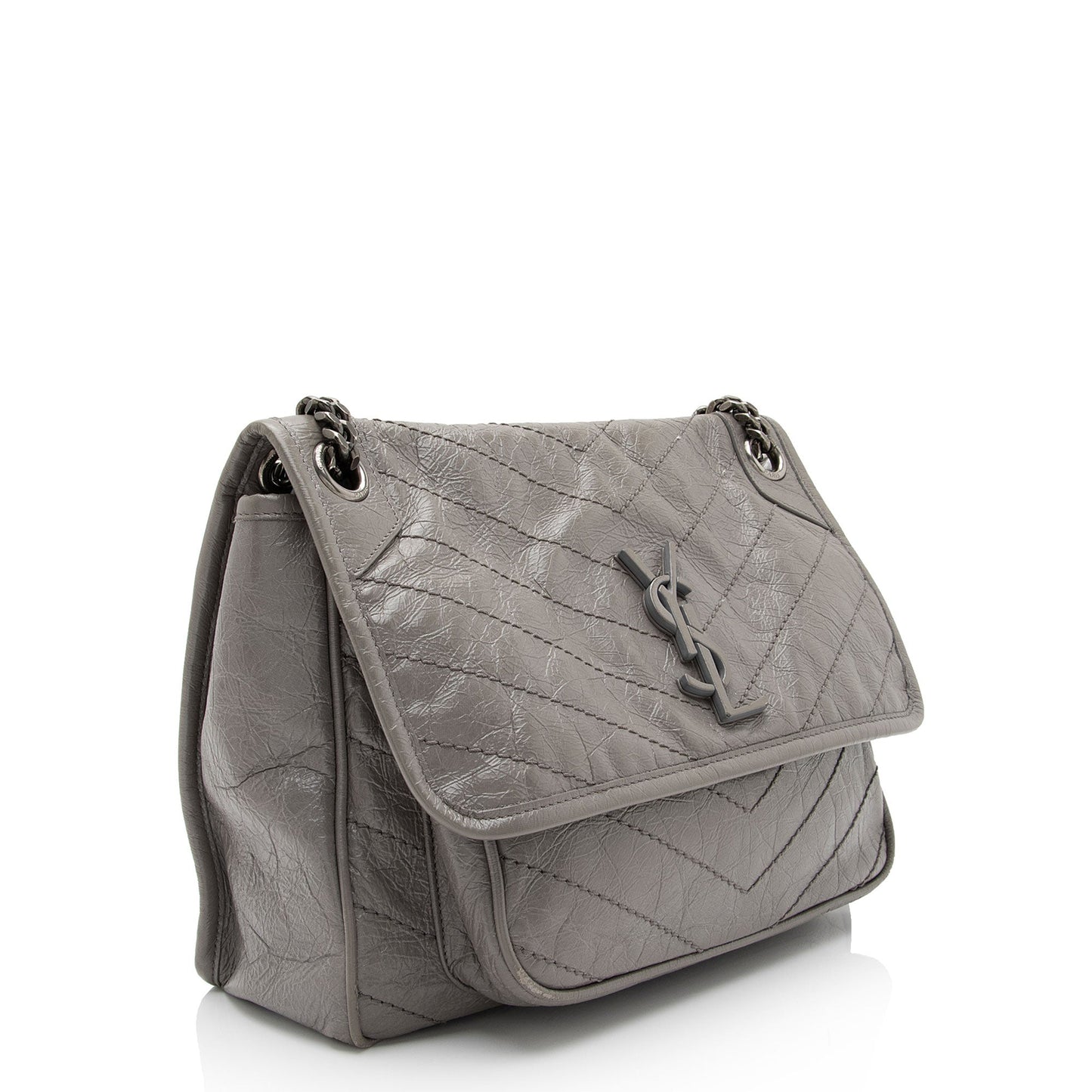 Saint Laurent Crinkled Calfskin Monogram Niki Medium Shoulder Bag (SHF-Ozz7lD)