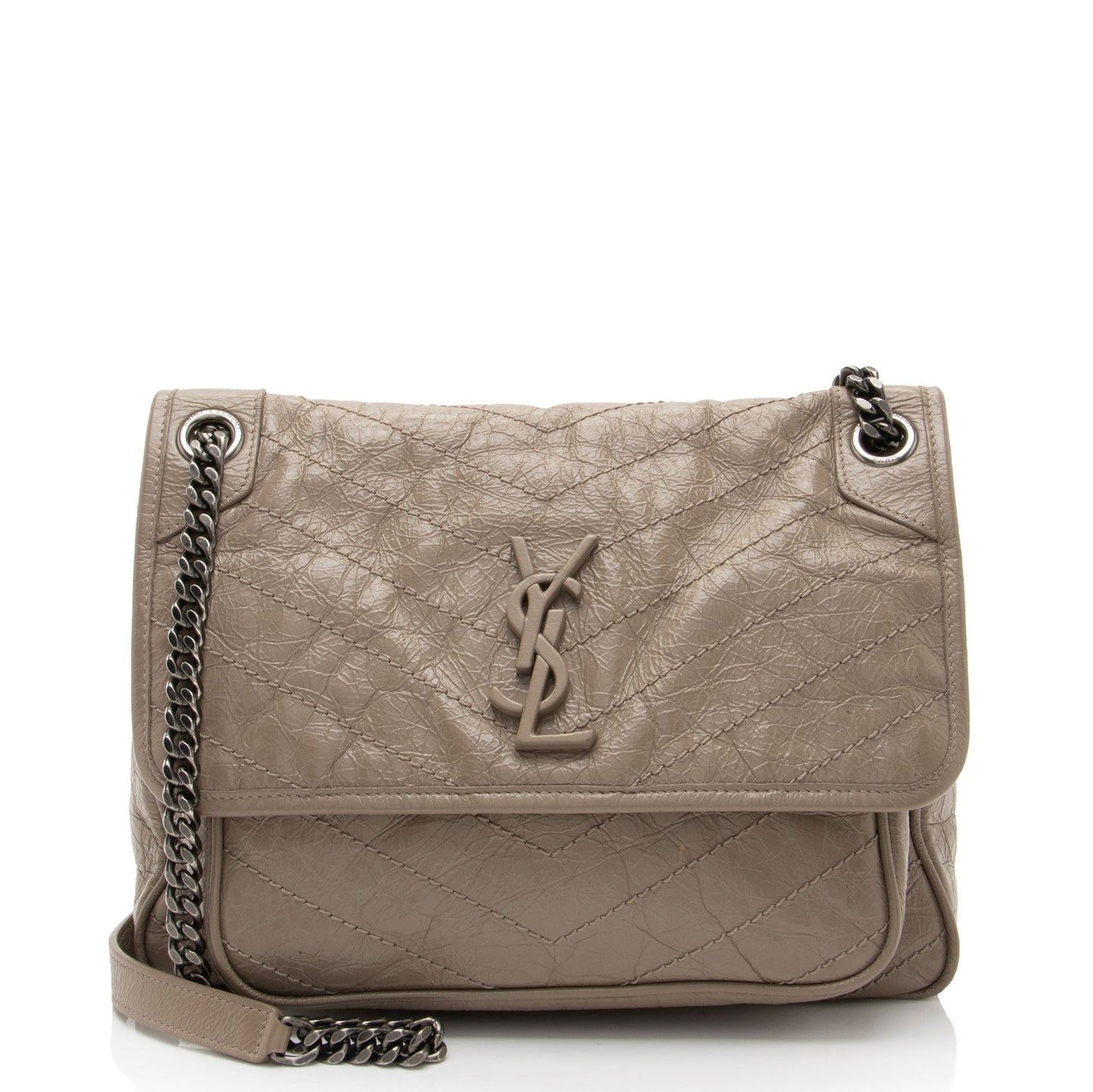 Saint Laurent Crinkled Calfskin Monogram Niki Medium Shoulder Bag (SHF-fffj6I)