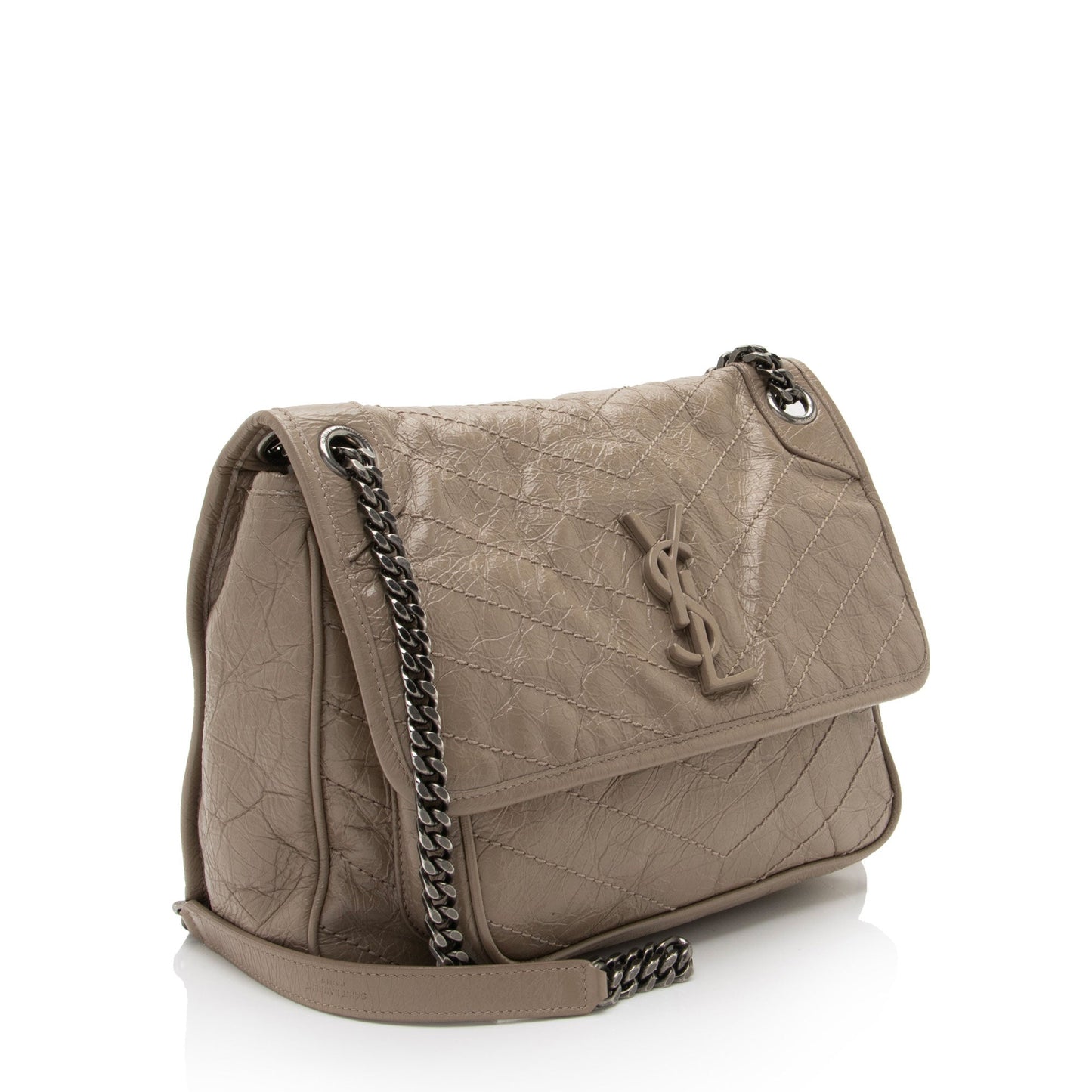 Saint Laurent Crinkled Calfskin Monogram Niki Medium Shoulder Bag (SHF-fffj6I)