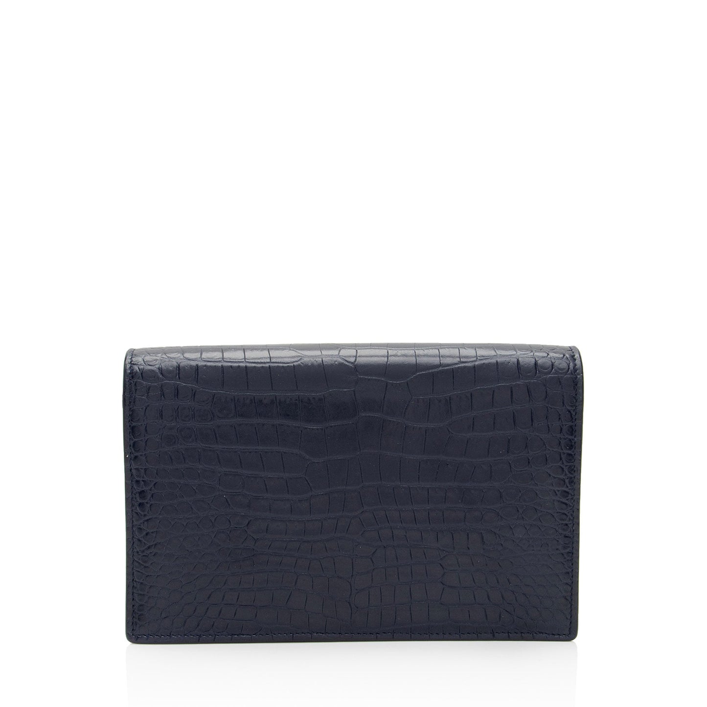 Saint Laurent Croc Embossed Leather Monogram Kate Tassel Small Shoulder Bag (SHF-lTeWCR)