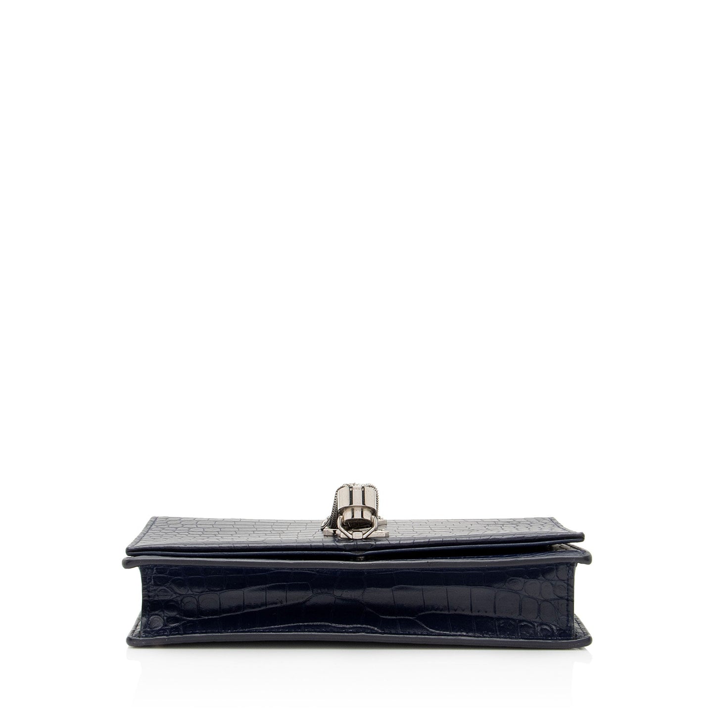 Saint Laurent Croc Embossed Leather Monogram Kate Tassel Small Shoulder Bag (SHF-lTeWCR)