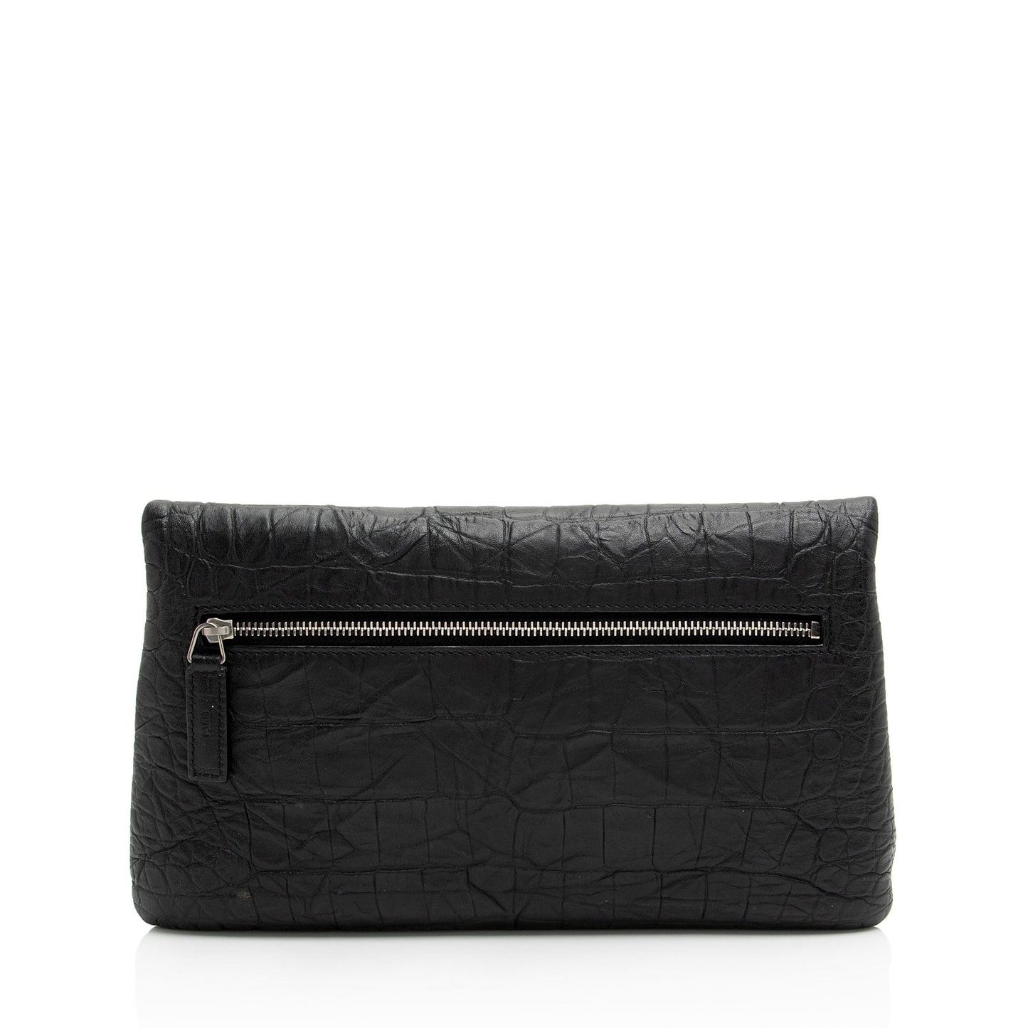 Saint Laurent Croc Embossed Leather West Hollywood Fold Over Clutch (SHF-NOzA7P)