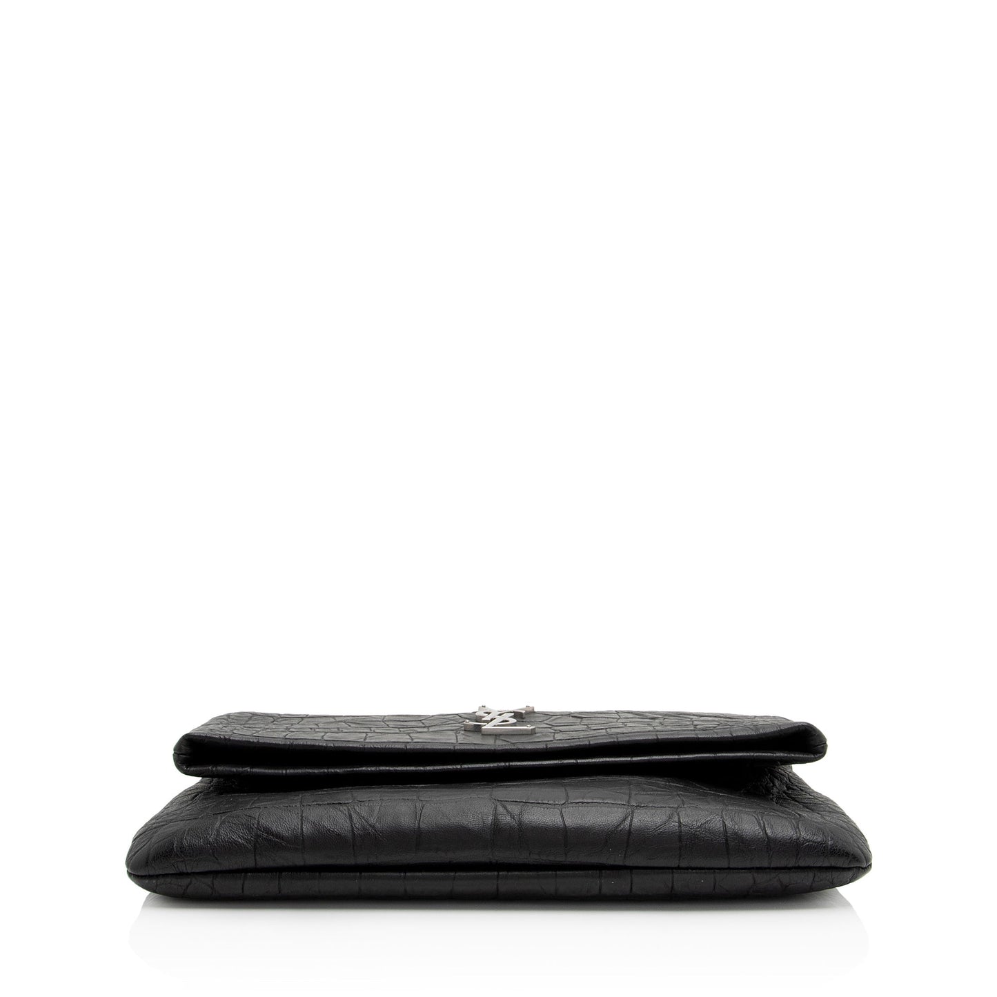 Saint Laurent Croc Embossed Leather West Hollywood Fold Over Clutch (SHF-NOzA7P)