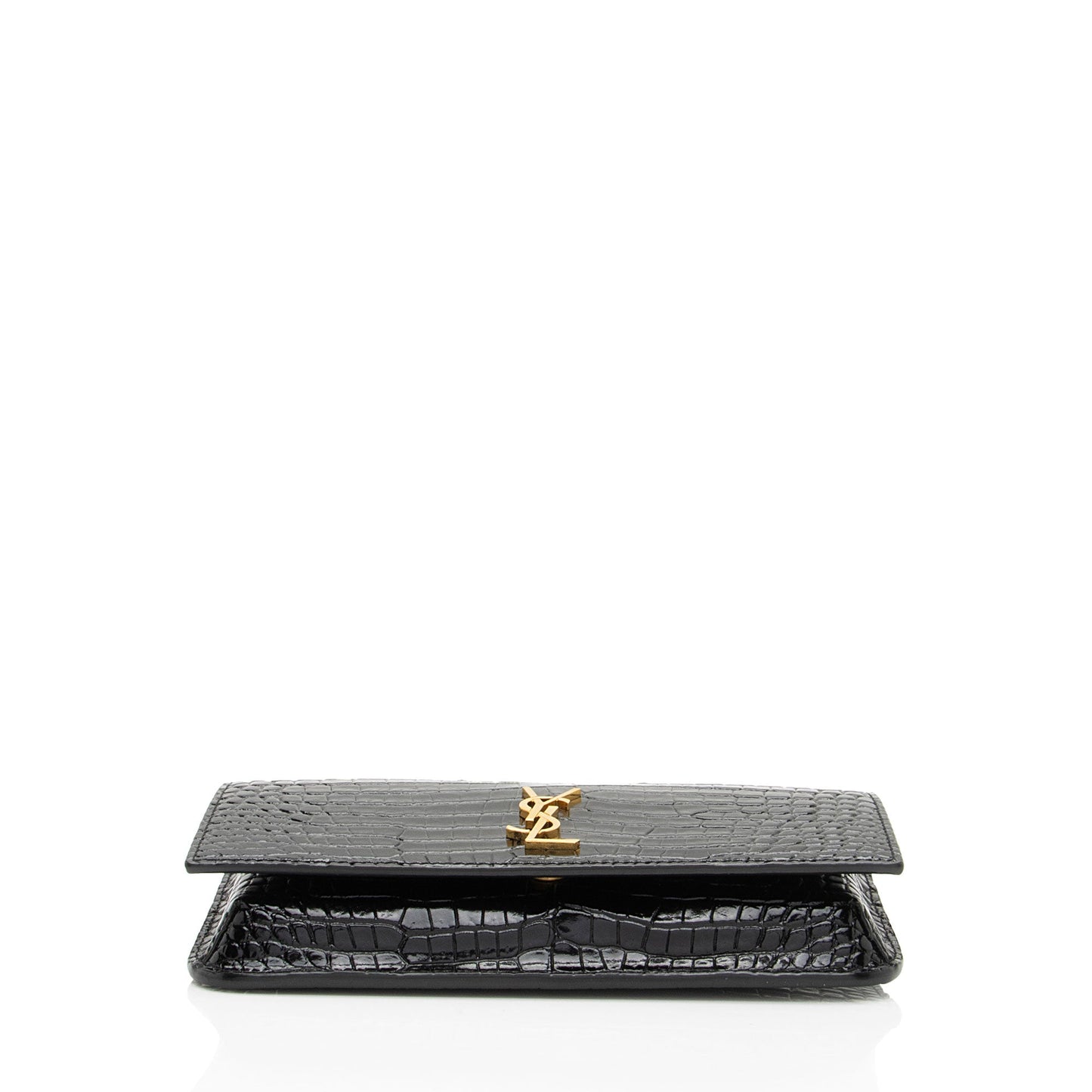 Saint Laurent Croc Embossed Monogram Phone Holder Shoulder Bag (SHF-8nnftx)