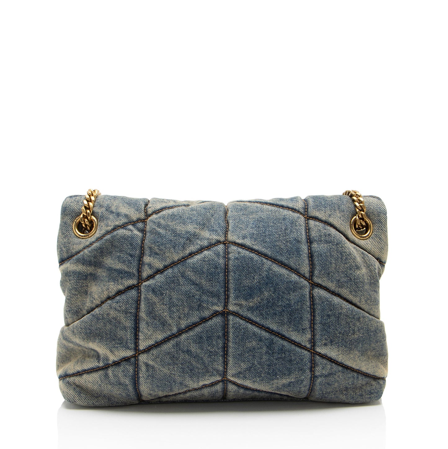 Saint Laurent Denim Monogram Puffer LouLou Shoulder Bag