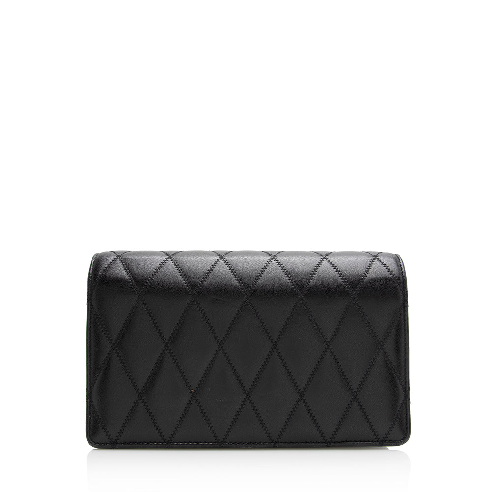 Saint Laurent Diamond Quilted Leather Monogram Angie Small Shoulder Bag (SHF-22533)