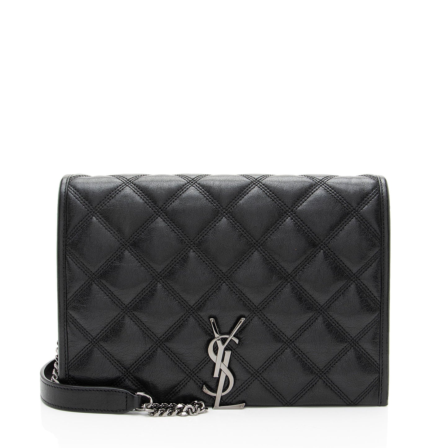Saint Laurent Diamond Quilted Leather Monogram Becky Small Shoulder Bag
