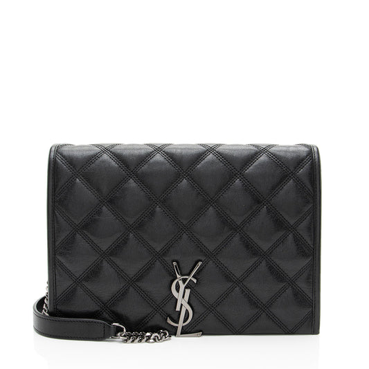 Saint Laurent Diamond Quilted Leather Monogram Becky Small Shoulder Bag