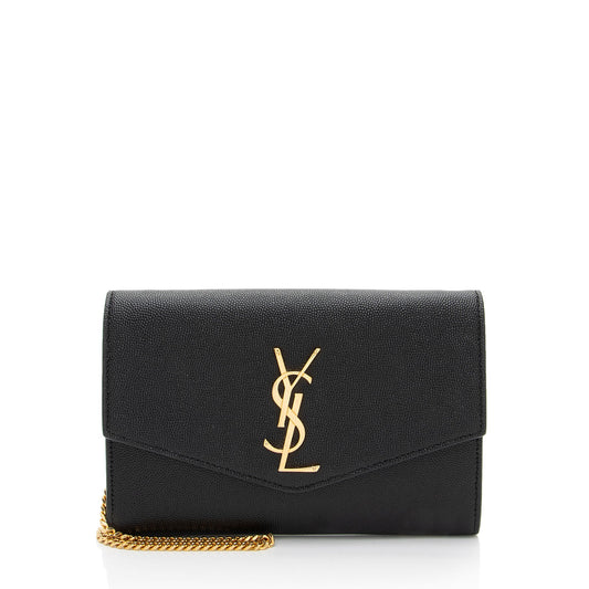 Saint Laurent Grain De Poudre Monogram Uptown Chain Wallet