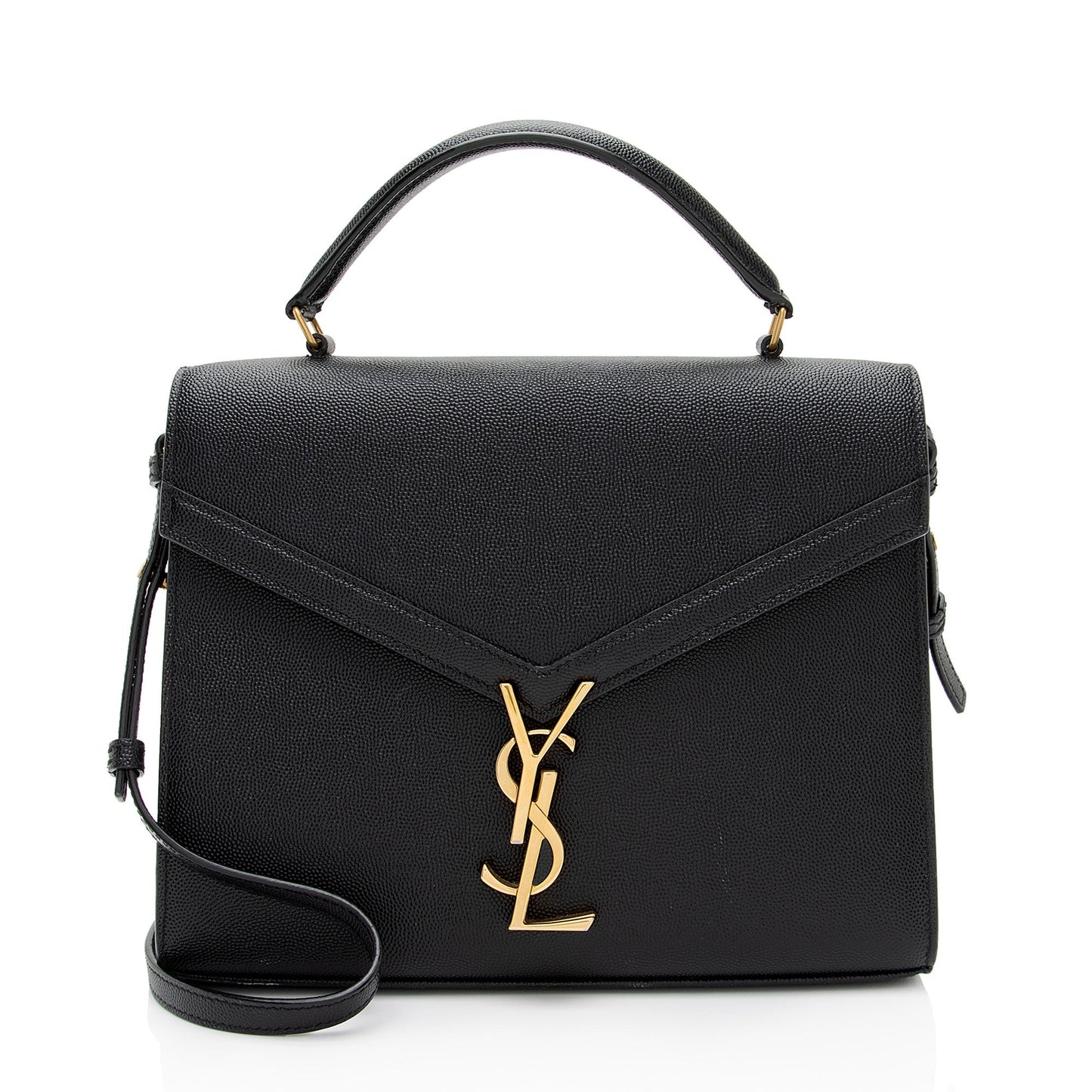 Saint Laurent Grain de Poudre Monogram Cassandra Medium Top Handle (SHF-HGeoF5)