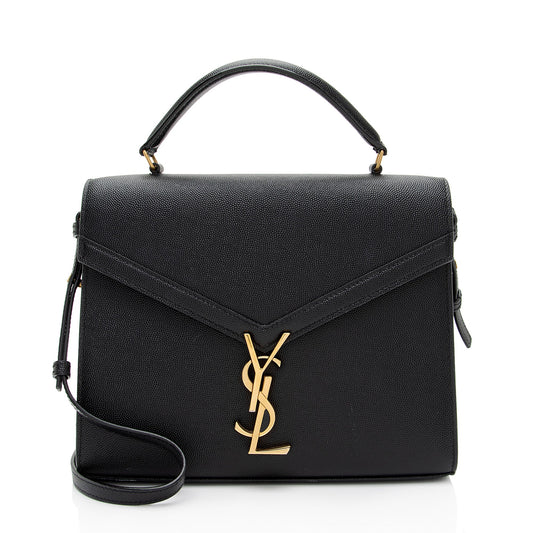 Saint Laurent Grain de Poudre Monogram Cassandra Medium Top Handle (SHF-HGeoF5)