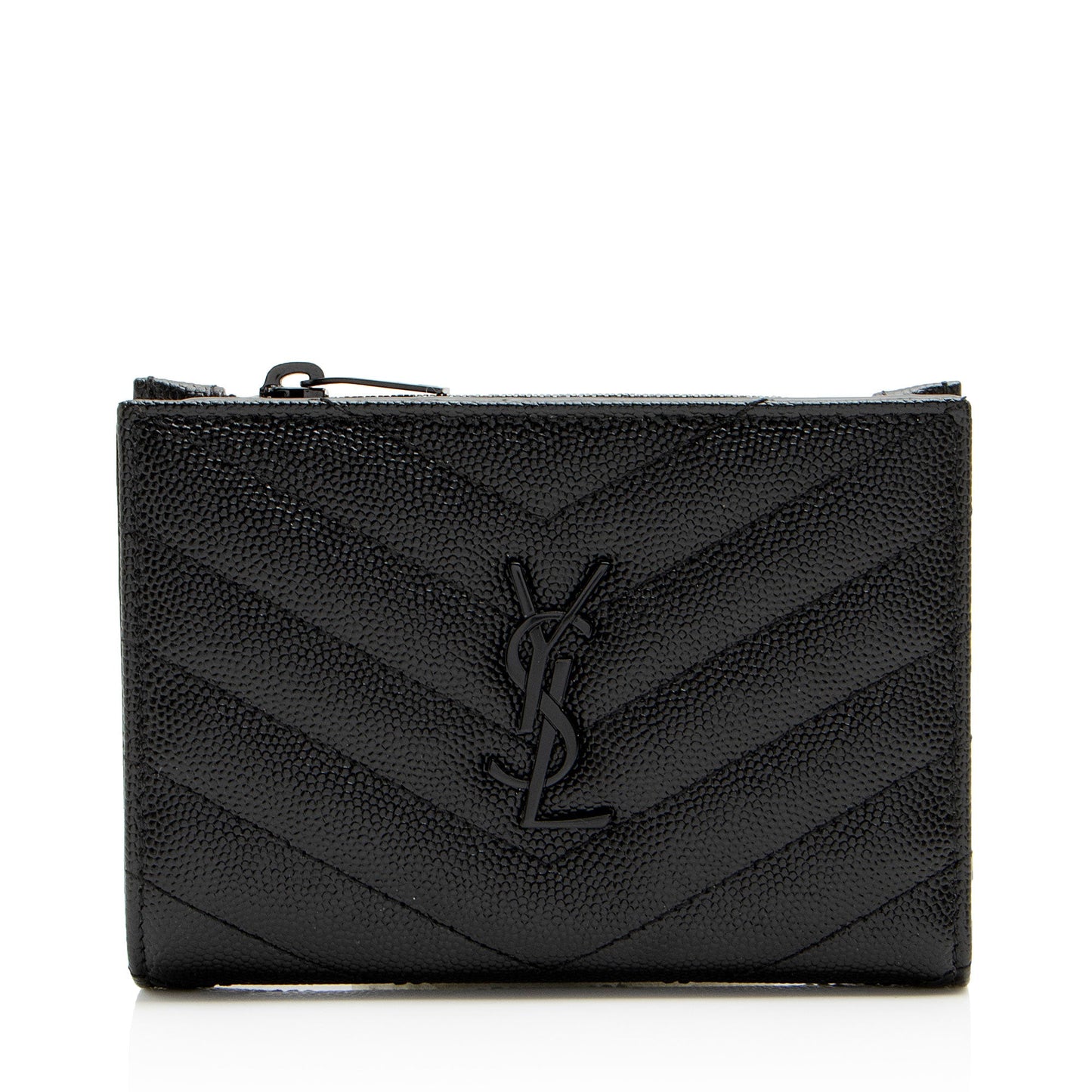 Saint Laurent Grain de Poudre Monogram Cassandre Fragments Bifold Wallet (SHF-hsZlQk)
