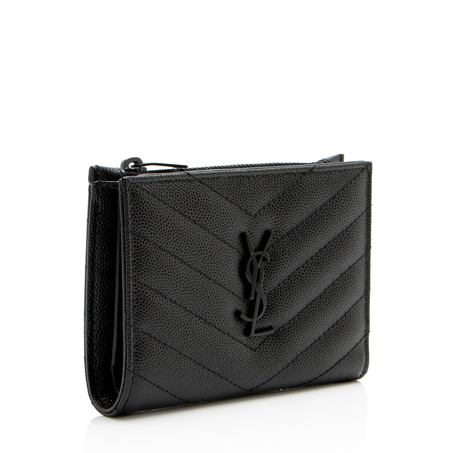 Saint Laurent Grain de Poudre Monogram Cassandre Fragments Bifold Wallet (SHF-hsZlQk)