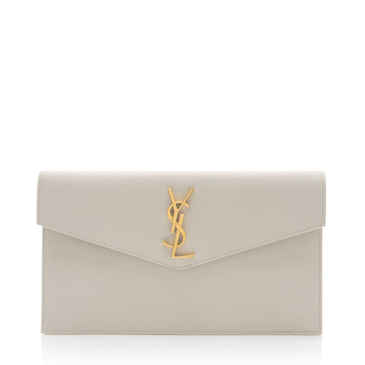 Saint Laurent Grain de Poudre Monogram Uptown Envelope Clutch (SHF-I4jwEP)