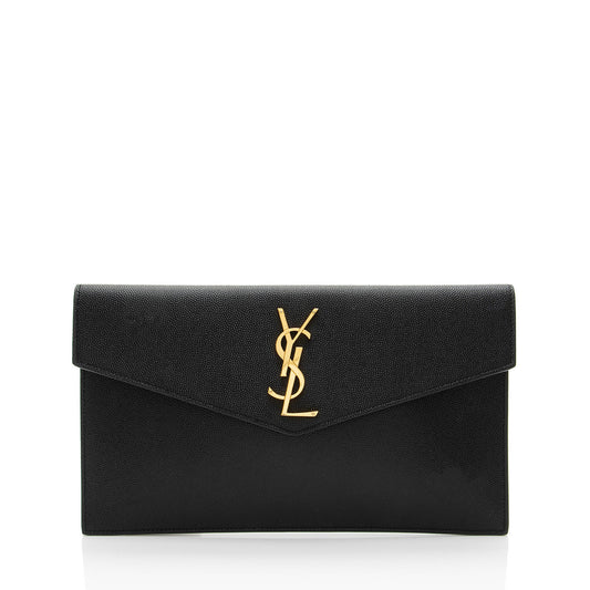 Saint Laurent Grain de Poudre Monogram Uptown Envelope Clutch
