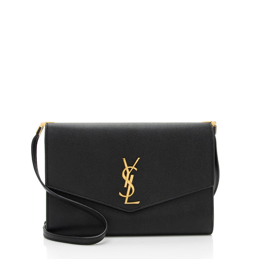 Saint Laurent Grain de Poudre Monogram Uptown Mini Crossbody (SHF-h1PziQ)