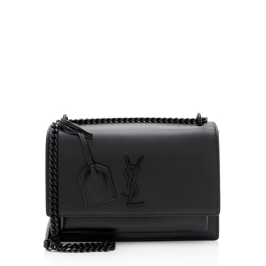 Saint Laurent Grained Calfskin Monogram Sunset Medium Shoulder Bag (SHF-OLGtVP)