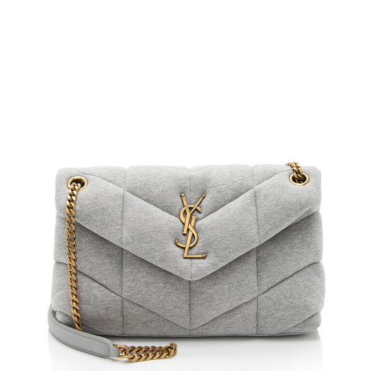 Saint Laurent Jersey Monogram Puffer LouLou Chain Small Shoulder Bag (SHF-4K6KAV)