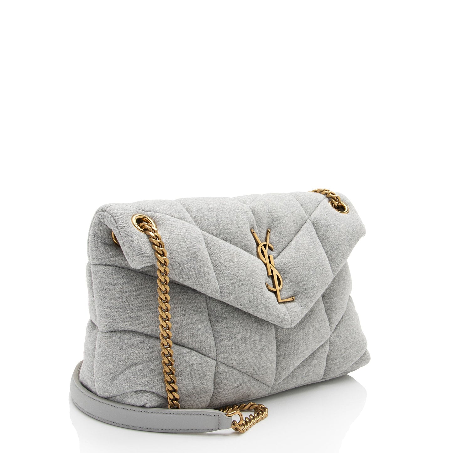 Saint Laurent Jersey Monogram Puffer LouLou Chain Small Shoulder Bag (SHF-4K6KAV)