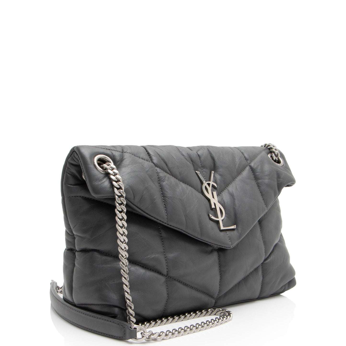 Saint Laurent Lambskin Monogram Puffer LouLou Small Shoulder Bag (SHF-pKyOVs)