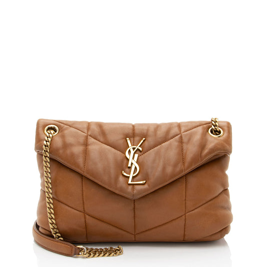 Saint Laurent Lambskin Monogram Puffer LouLou Small Shoulder Bag