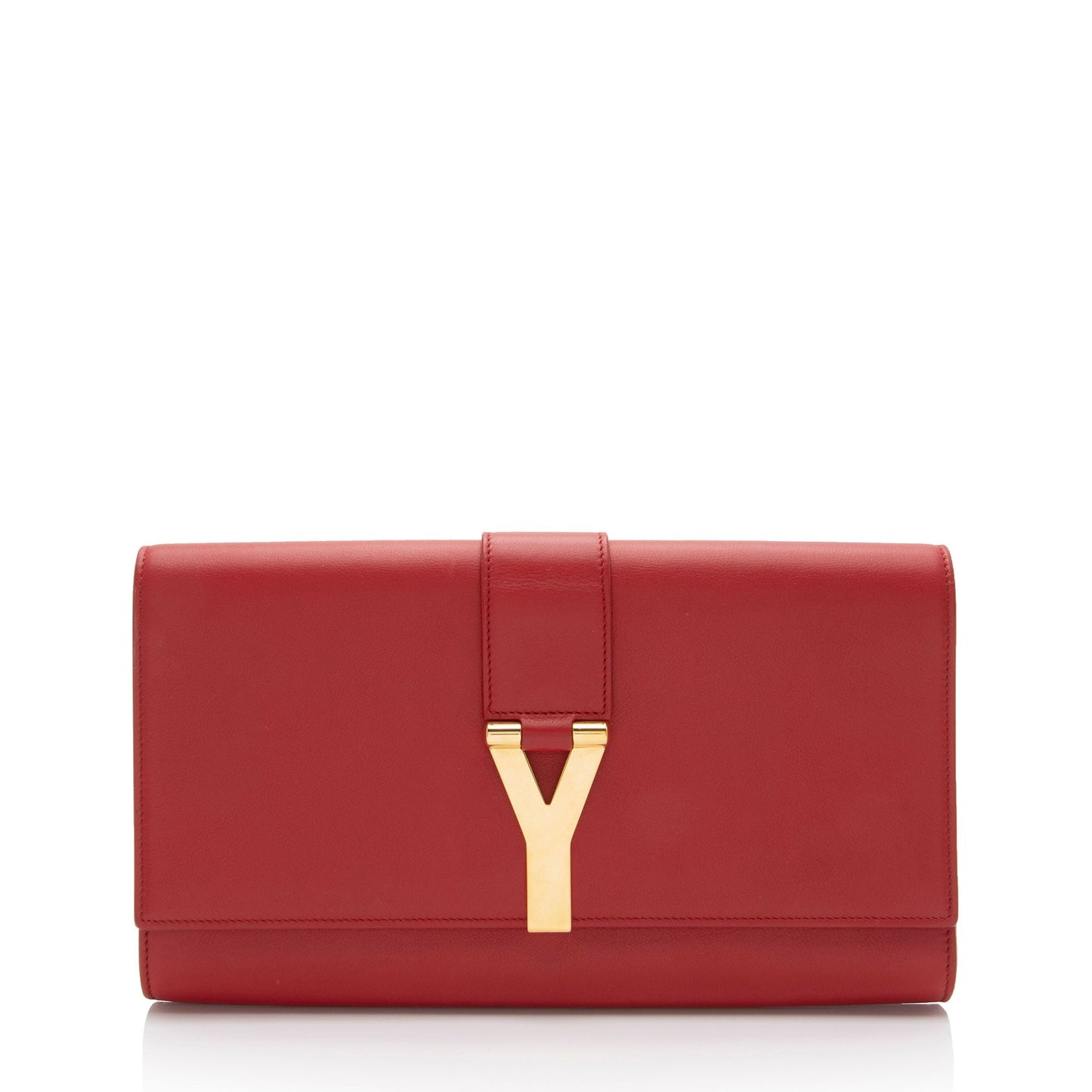Saint Laurent Leather Classic Y Clutch (SHF-E6FRGS)
