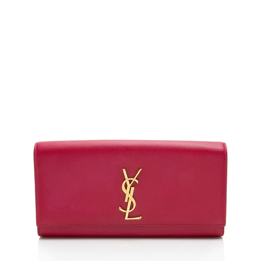 Saint Laurent Leather Monogram Kate Clutch (SHF-XO2he1)
